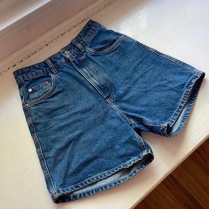 Blue Denim High Rise Jean Shorts
